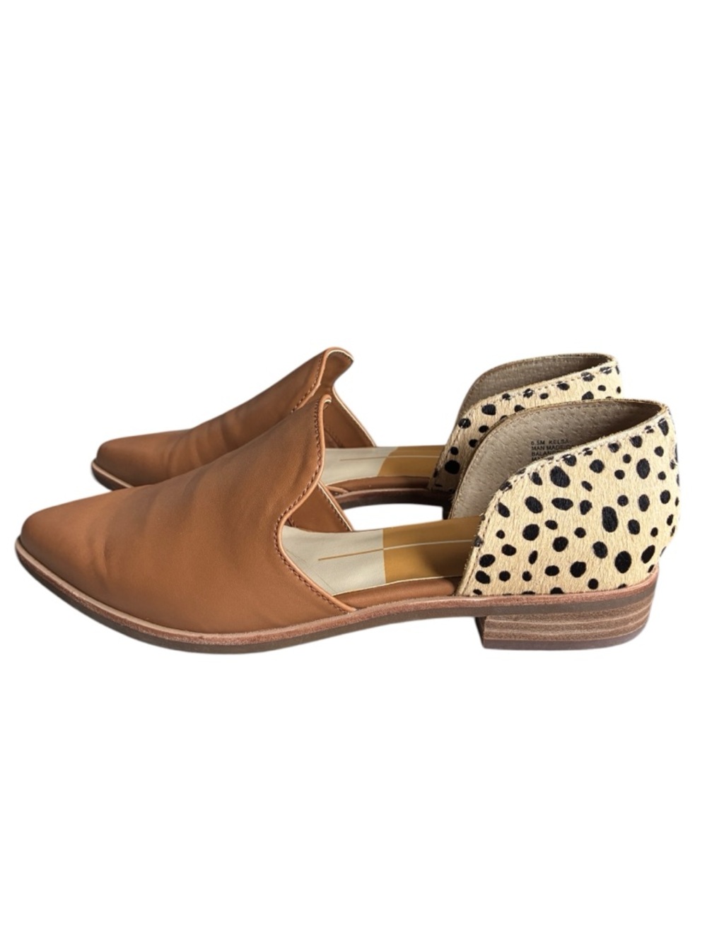 Dolce Vita Tan Mule Flats Pointed Toe Calf Hair Back Slip On 6.5 - Picture 5 of 9